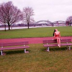 At the riverside on a running track
