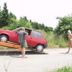 A car break down at the roadside